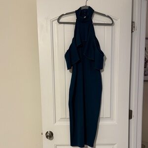 Missguided Teal Halter Midi Dress